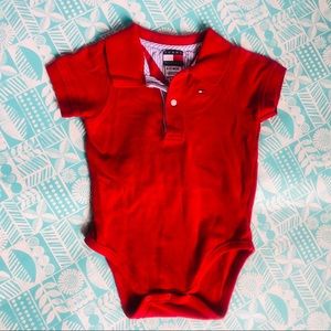 Tommy Hilfiger Boys 6-12mo Red Polo Onesie